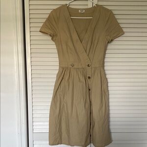 J. Crew Tan Tie Front Wrap Midi Dress